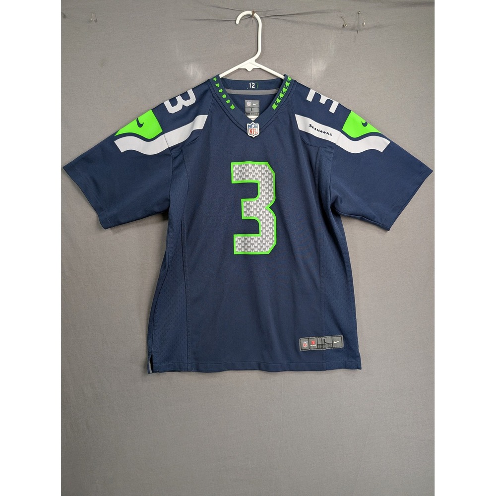 Nike Seattle Seahawks Russell Wilson 3 Jersey Youth Large Blue NFL Game Day